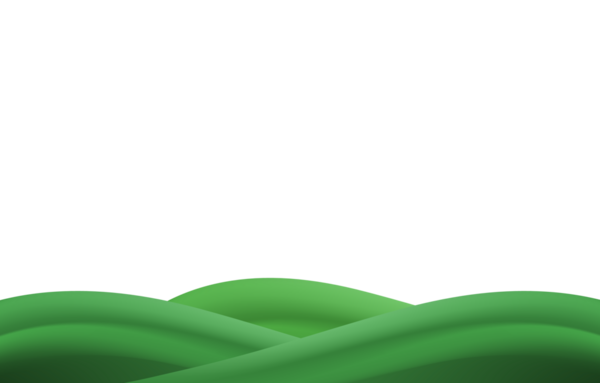 Yeşil tepeler, dağlar ve desenli çimen tarlası ile üç boyutlu manzara neşeli bir çevre dostu park manzarası yaratır..