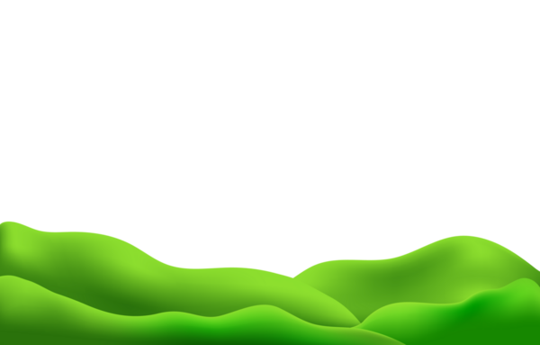 Yeşil tepeler, dağlar ve desenli çimen tarlası ile üç boyutlu manzara neşeli bir çevre dostu park manzarası yaratır..