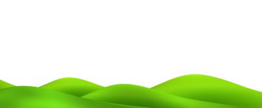 Yeşil tepeler, dağlar ve desenli çimen alanı ile çocuksu bir vektör çizimi 3D manzara çevreci bir çevre dostu park manzarası yaratır..