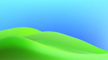 Dağlar ve desenli bir çim tarlası yeşil tepeli eğlenceli bir çevre dostu park manzarası yaratır..