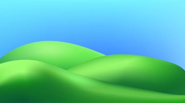 Dağlar ve desenli bir çim tarlası yeşil tepeli eğlenceli bir çevre dostu park manzarası yaratır..