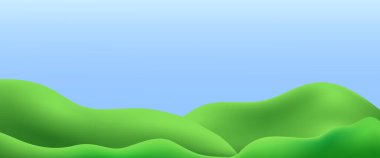 Dağlar ve desenli bir çim tarlası yeşil tepeli eğlenceli bir çevre dostu park manzarası yaratır..