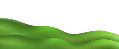 Yeşil tepeler, dağlar ve desenli çimen alanı ile çocuksu bir vektör çizimi 3D manzara çevreci bir çevre dostu park manzarası yaratır..