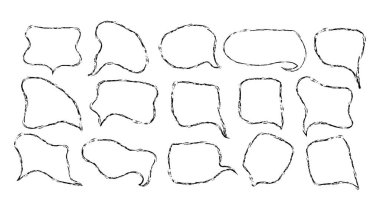 Boş metin şekilleri. Sıvı soyut konuşma baloncukları. El çizimi organik çerçeveler.