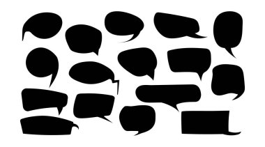 Boş metin şekilleri. Sıvı soyut konuşma baloncukları. El çizimi organik çerçeveler.