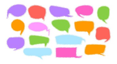 Boş metin şekilleri. Sıvı soyut konuşma baloncukları. El çizimi organik çerçeveler.