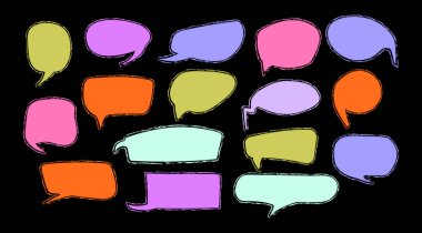 Boş metin şekilleri. Sıvı soyut konuşma baloncukları. El çizimi organik çerçeveler.