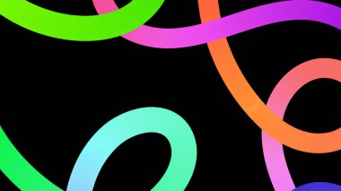 Pürüzsüz dalgalı çizgileri, parlak renkleri ve değişken değişimleri olan soyut şekiller..