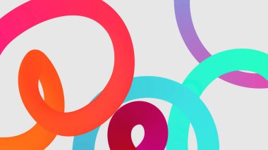 Pürüzsüz dalgalı çizgileri, parlak renkleri ve değişken değişimleri olan soyut şekiller..