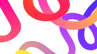 Pürüzsüz dalgalı çizgileri, parlak renkleri ve değişken değişimleri olan soyut şekiller..