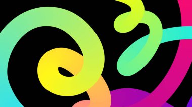 Dalgalı çizgileri, parlak renkleri ve değişimleri olan soyut şekiller. Vektör grafik elementleri kümesi.