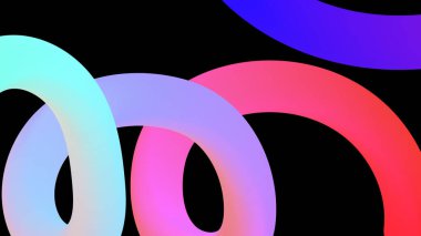 Pürüzsüz dalgalı çizgileri, parlak renkleri ve değişken değişimleri olan soyut şekiller..