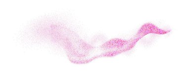 Gürültülü soyut parıldayan parçacıklar. Gül renkli toz tanecikli bir eğimle kıvrılır..