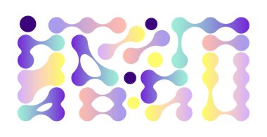 Soyut şablonlar, çıkartmalar, rozetler, posterler ve web projeleri için bağlı meta daireler. Şekil değiştiren nokta kümesi