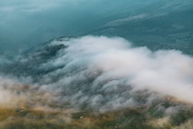 Early morning with fog in the Balkan mountains, horizontal image clipart