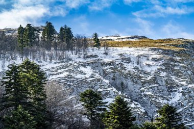 Kışın karla kaplı dağlar