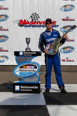 LEBANON, TN - APR 23, 2011:  Carl Edwards (60) wins the Nashville 300 race at the Nashville Superspeedway in Lebanon, TN.
