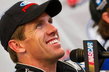 LEBANON, TN - APR 23, 2011:  Carl Edwards (60) takes questions from the media after winning the Nashville 300 race at the Nashville Superspeedway in Lebanon, TN.