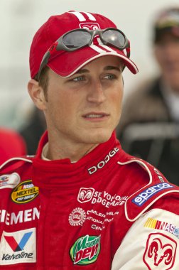 February 20, 2004: NASCAR driver, Kasey Kahne, talks to reporters before qualifying at the North Carolina Speedway in Rockingham, NC