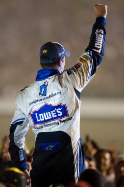 September 02, 2007 - Fontana, CA, USA: Jimmie Johnson wins the Sharp Aquos 500 NASCAR NEXTEL Cup race at the California Speedway in Fontana, CA.