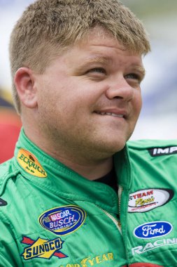 July 28, 2007 - Clairmont, IN, USA: Bobby Hamilton, Jr. shares a few laughs at the O'Reilly Raceway Park before the running of the Kroger 200 NASCAR Busch Series Race in Clairmont, IN.