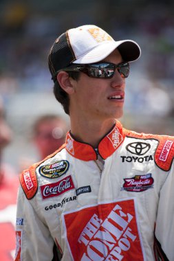25 July, 2009:  Joey Logano watches qualifying at the Allstate 400 at the Brickyard NASCAR Sprint Cup race in Indianapolis, IN.