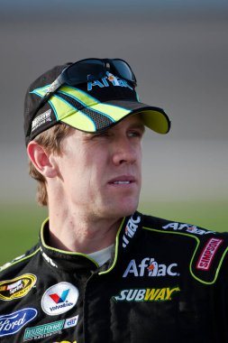 27 February 2009 NASCAR Shelby 427 Las Vegas, Nevada - Carl Edwards watches the monitors on pit road at the Las Vegas Motor Speedway during qualifying for the running of the Shelby 427 in Las Vegas, Nevada.
