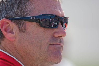 12 June, 2009:  Ask.com driver, Bobby Labonte, waits to qualify for the LifeLock 400 race at the Michigan International Speedway in Brooklyn, MI.