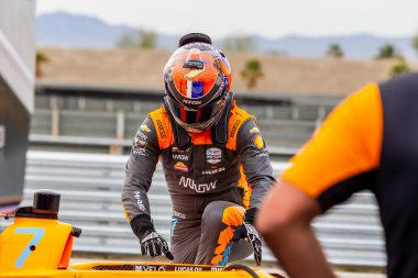 ALEXANDER ROSSI (7) of Nevada City, California  prepares to practice for the The Thermal Club Open Test at The Thermal Club in Thermal CA.