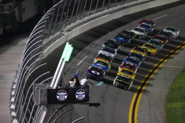 WILLIAM BYRON races through the turns during the Bluegreen Vacations Duels at DAYTONA at the Daytona International Speedway in Daytona Beach FL.