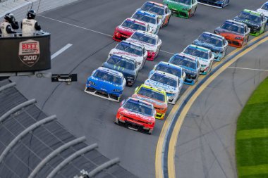 AUSTIN HILL races down the front stretch during the Beef. Its Whats For Dinner. 300 at the Daytona International Speedway in Daytona Beach FL.
