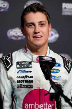 ZANE SMITH gets interviewed during the  Daytona 500 Media Day in Daytona Beach, FL, USA