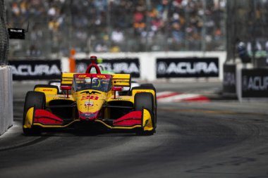 Cenevre, İsviçre 'den ROMAIN GROSJEAN (28), Long Beach, CA, ABD' deki Long Beach 'in Acura Grand Prix' si sırasında yarışa devam ediyor.