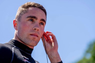 Kopenhag, Danimarka 'dan BENJAMIN PEDERSEN (R) (55) Birmingham AL' deki Barber Motorsporları Parkı 'nda Alabama Indy Grand Prix çocukları için yarışmaya hazırlanıyor..