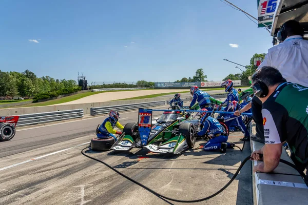 stock image GRAHAM RAHAL (15) of New Albany, Ohio  brings his car in for service during the Childrens of Alabama Indy Grand Prix at Barber Motorsports Park in Birmingham AL.