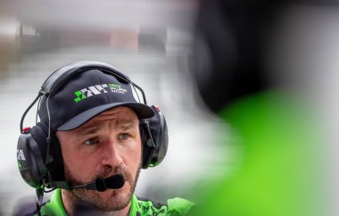 INDYCAR sürücüsü, AGUSTIN HUGO CANAPINO (R) (78) Arrecifes, Arjantin, Indianapolis, IN, ABD 'deki Indianapolis Motor Yarış Pisti' ndeki GMR Grand Prix 'ine katılmaya hak kazanmıştır..