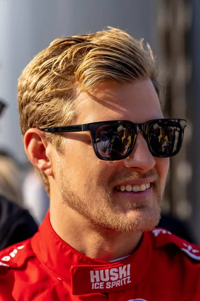 Indycar Coureur Marcus Ericsson Uit Kumla Zweden Beantwoordt Vragen Van — Stockfoto