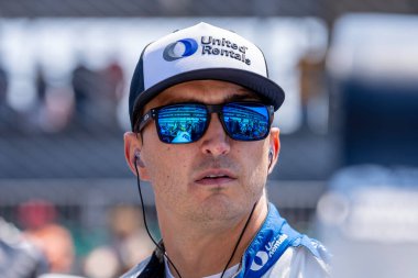 INDYCAR sürücüsü, GRAHAM RAHAL (15) New Albany, Ohio 'dan ve Rahal Letterman Lanigan Racing Honda takımı, Indianapolis' teki Indianapolis Motor Yarış Pisti 'ne katılmaya hazırlanıyor..  