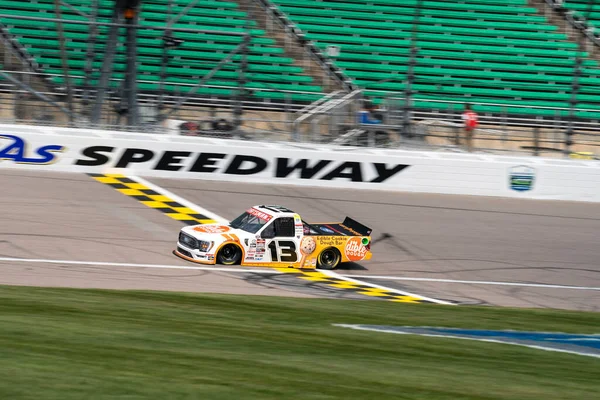 stock image NASCAR Craftsman Truck Series driver, Hailie Deegan,  races for position for the Heart Of America 200 in Kansas City, KC, USA