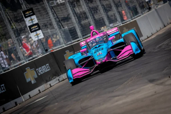 stock image INDYCAR driver, DEVLIN DeFRANCESCO (29) of Toronto, Canada, travels through the turns in his Andretti Steinbrenner Autosport Honda car during a practice session for the Chevrolet Detroit Grand Prix at the Streets of Downtown Detroit in Detroit, MI, U