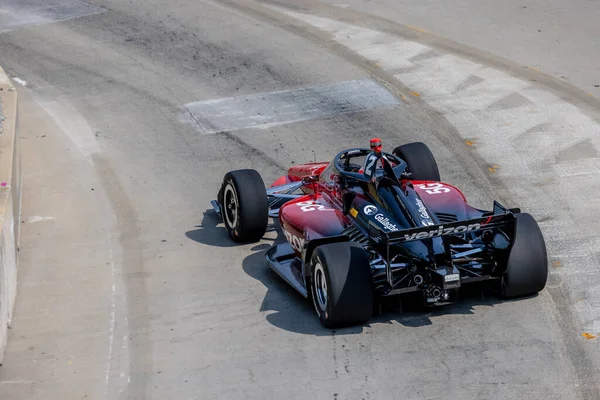 Motorista Indycar Power Toowoomba Austrália Viaja Através Das Curvas Seu — Fotografia de Stock