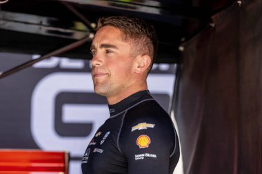 Kopenhag, Danimarka 'dan INDYCAR sürücüsü BENJAMIN PEDERSEN (R) (55), Detroit MI, ABD' deki Detroit Streets of Downtown Detroit Grand Prix 'inde Chevrolet Detroit Grand Prix için pratik yapmaya hazırlanıyor..  