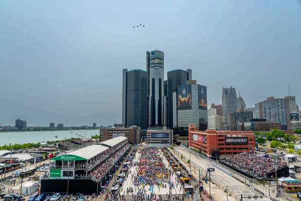 Les Rues Centre Ville Detroit Accueillent Série Indycar Pour Grand — Photo