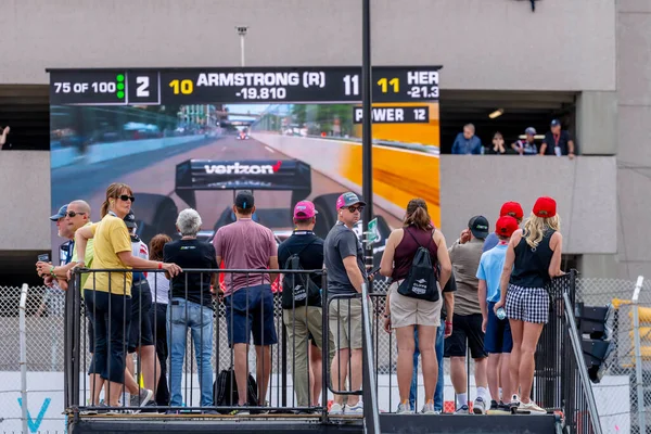 Los Aficionados Ver Toda Acción Durante Carrera Chevrolet Detroit Grand — Foto de Stock