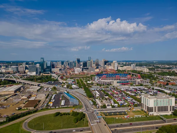 Luchtfoto Van Stad Nashville Tennessee Stad Ligt Aan Cumberland River — Stockfoto