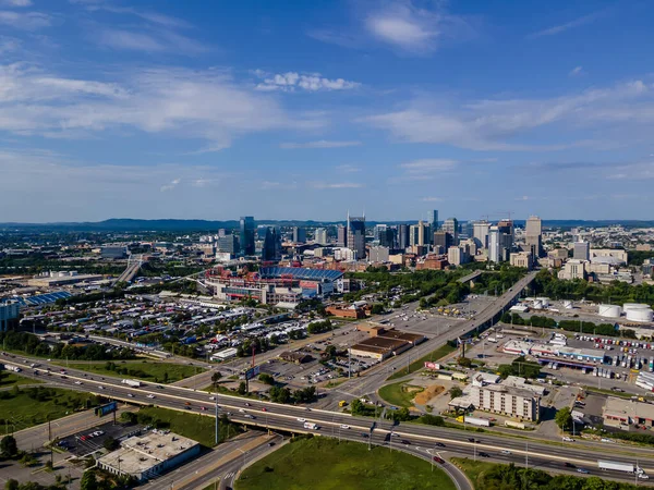 Luchtfoto Van Stad Nashville Tennessee Stad Ligt Aan Cumberland River — Stockfoto