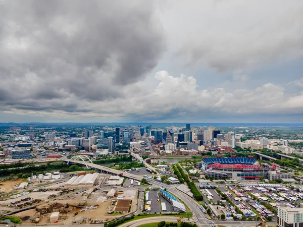 Vista Aérea Cidade Nashville Tennessee Localizada Rio Cumberland Cidade Capital — Fotografia de Stock