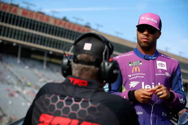 stock image NASCAR Cup Driver, Bubba Wallace (23) takes to the track to qualify for the Quaker State 400 Available at Walmart at the Atlanta Motor Speedway in Hampton GA.