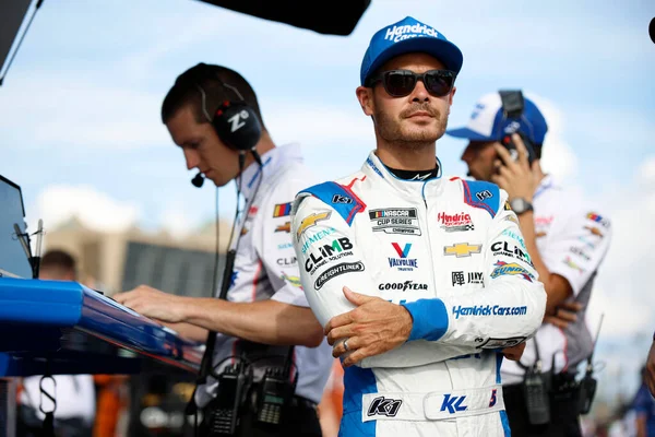 stock image NASCAR Cup Driver, Kyle Larson (5) takes to the track to qualify for the Quaker State 400 Available at Walmart at the Atlanta Motor Speedway in Hampton GA.