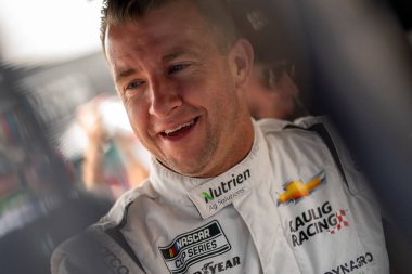 NASCAR Cup Driver, AJ Allmendinger (16) takes to the track to practice for the Crayon 301 at the New Hampshire Motor Speedway in Loudon NH.